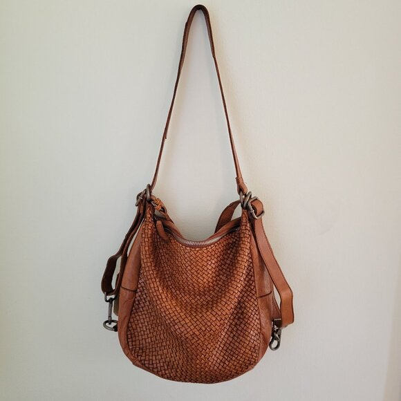 Vilenca Handbags - Vilenca Holland Handbag Purse Backpack Cognac Brown Woven Braided Leather